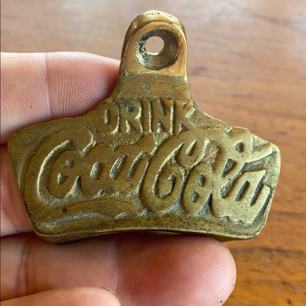 Coca Cola brass tone wall mount bottle opener